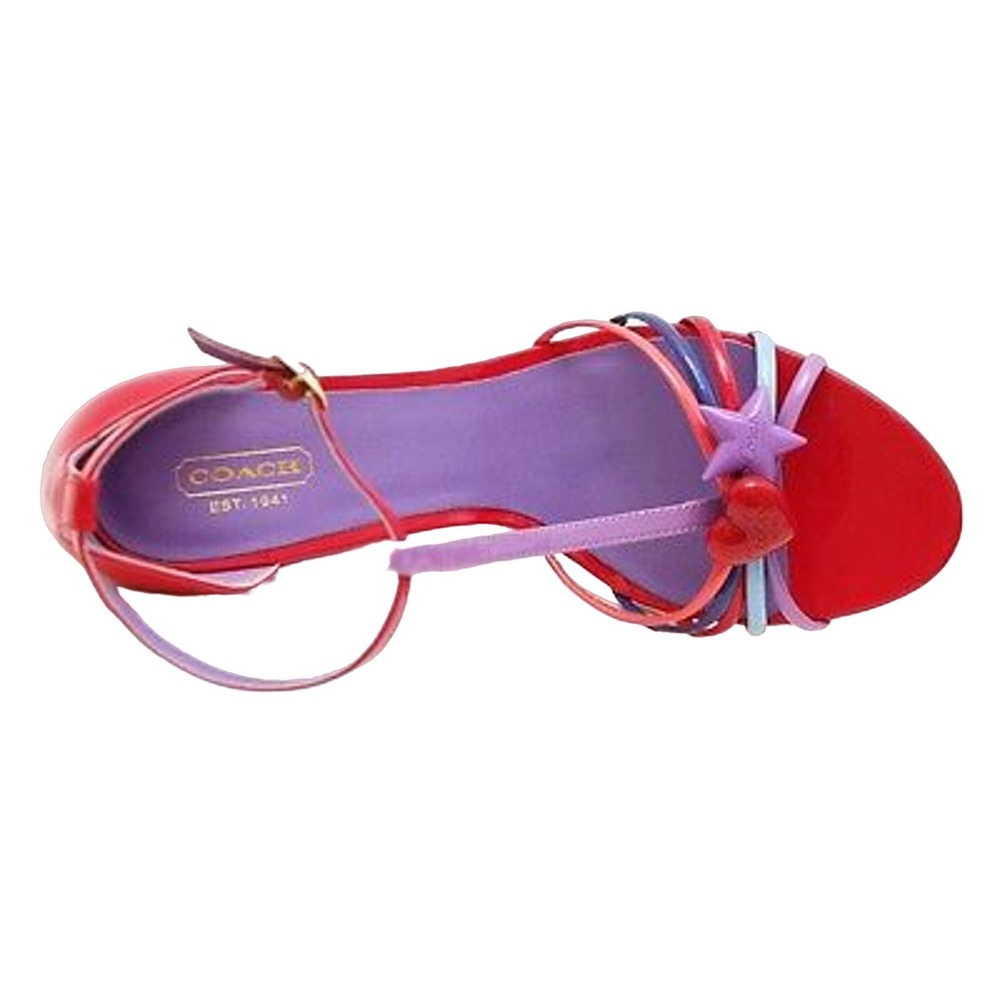 Coach TISHA Heart/Star Patent Leather Wedge Strappy Sandal Heel Pump 9.5 New - Picture 6 of 8